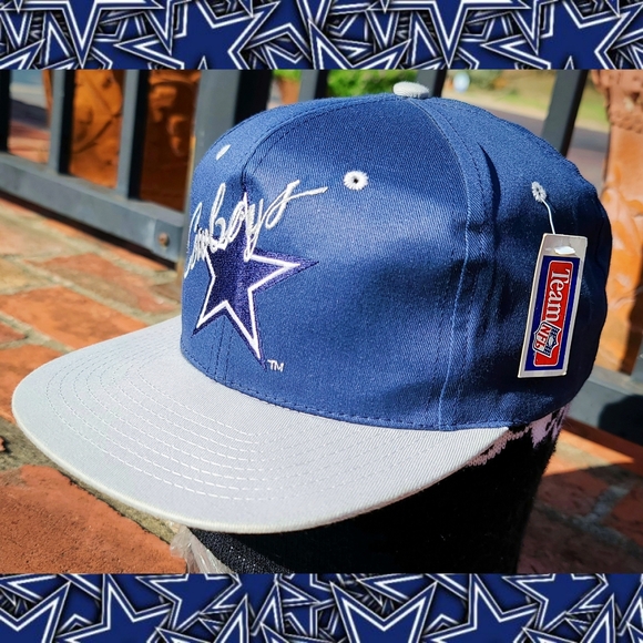 Dallas Cowboys Vintage 90s Snapback Hat NFL AJD Hangtag Script - Picture 2 of 6